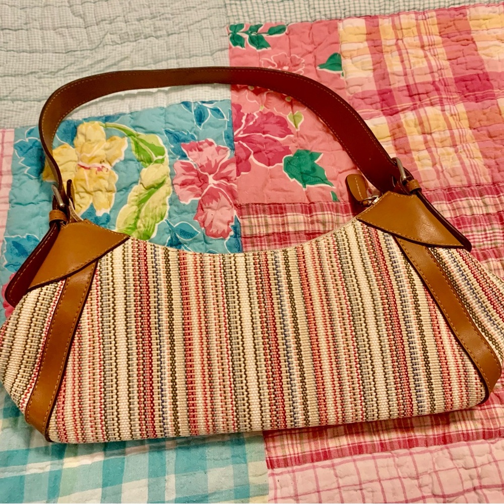 Fossil Multicolor Striped Canvas Shoulder Bag